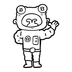 Obraz premium cartoon weird alien waving