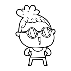 cartoon tough woman wearing spectacles