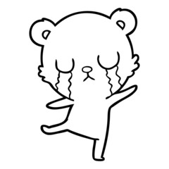 crying cartoon bear doing a sad dance