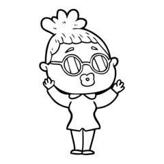 cartoon woman wearing spectacles