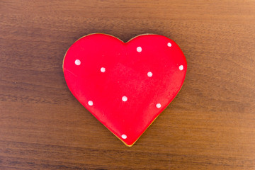 Heart shaped cookies for valentine day on wooden table