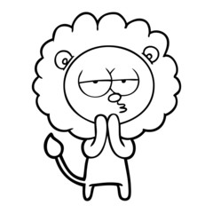 cartoon lion considering