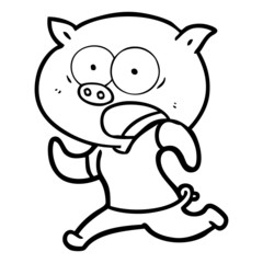 cartoon pig running away
