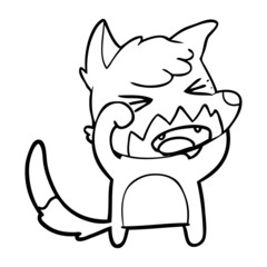 angry cartoon fox rubbing eyes