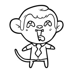 crazy cartoon monkey in shirt and tie