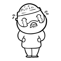 cartoon bearded man crying