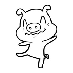 cartoon drunk pig