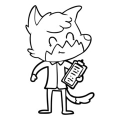 cartoon happy fox salesman