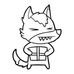 angry christmas wolf cartoon