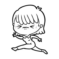 cartoon woman jumping