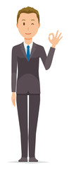 A young businessman is playing an okay sign