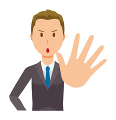 Young businessmen are giving out hands