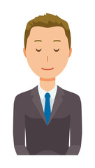 A young businessman is bowing