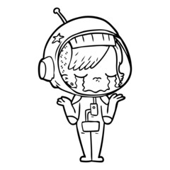 cartoon crying astronaut girl