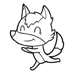 friendly cartoon wolf running