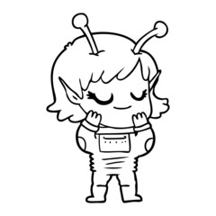 smiling alien girl cartoon