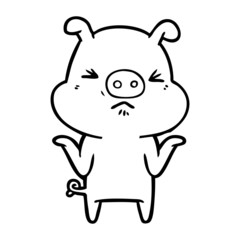 Obraz na płótnie Canvas cartoon angry pig
