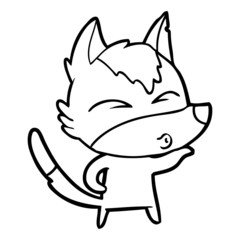 cartoon wolf pouting