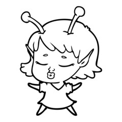 cute alien girl cartoon