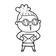 cartoon woman wearing spectacles