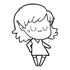 happy cartoon elf girl wearing dress