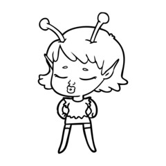 cute alien girl cartoon