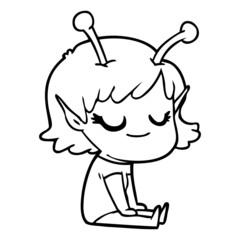 smiling alien girl cartoon
