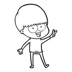 happy cartoon boy waving