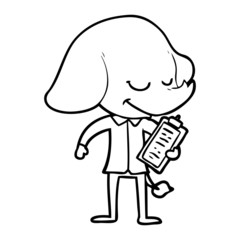 cartoon smiling elephant with clipboard