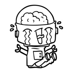 cartoon crying robot