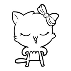 cartoon cat with bow on head