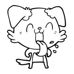 cartoon panting dog