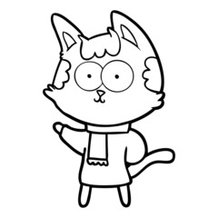 Obraz na płótnie Canvas happy cartoon cat in winter clothes