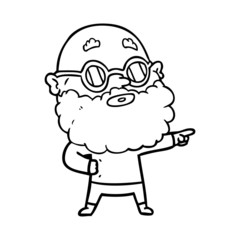 cartoon curious man with beard and glasses