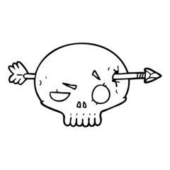 cartoon skull shot through by arrow