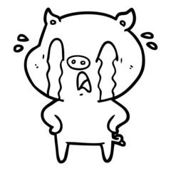 crying pig cartoon