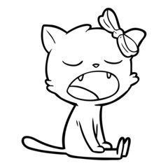cartoon yawning cat