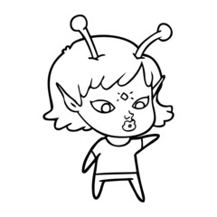 pretty cartoon alien girl