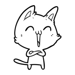 happy cartoon cat meowing