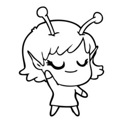 smiling alien girl cartoon