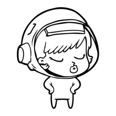 cartoon pretty astronaut girl