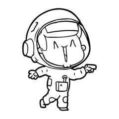 happy cartoon astronaut pointing