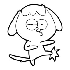 cartoon bored dog kicking leg