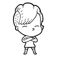 Obraz premium cartoon squinting girl