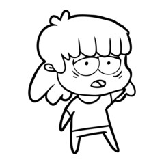 cartoon tired woman