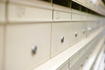 Row of mailboxes close-up
