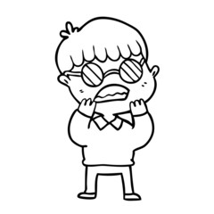 cartoon shocked boy wearing spectacles