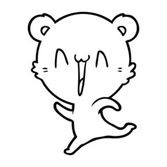 happy bear running cartoon