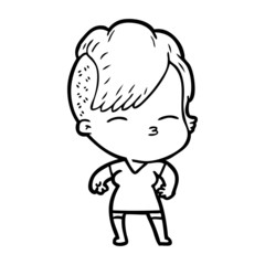 cartoon squinting girl
