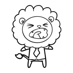 cartoon lion in business clothes